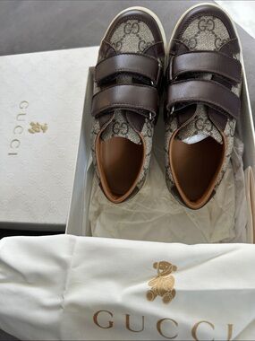Gucci Monogram GG Velcro Sneakers - Dark Brown/Beige